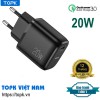 Cốc Sạc, Củ Sạc Nhanh TOPK 20W QC3.0 2 Cổng B110