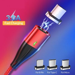 Cáp sạc nam châm USB TOPK AM61 sạc nhanh 18W QC3.0 lightning Micro Type C