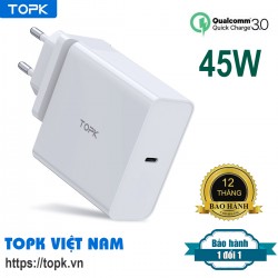 Cốc Sạc, Củ Sạc Nhanh TOPK PD 45W QC3.0 B106P 